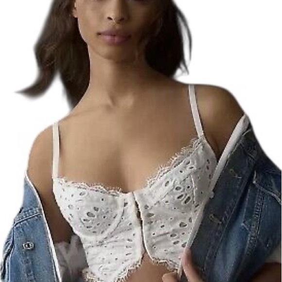 Anthropologie White Lace Bralette with Scalloped Trim Size M - Picture 7 of 15